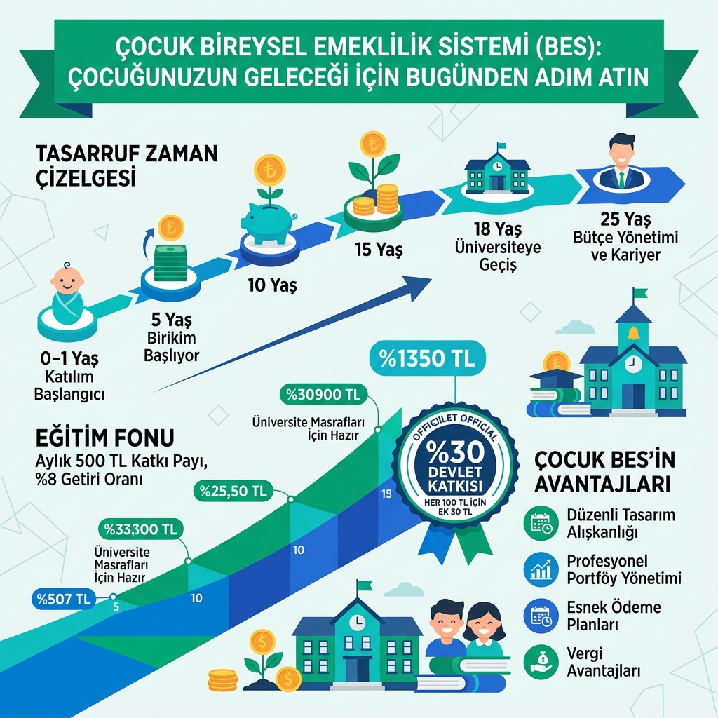 Çocuk Bireysel Emeklilik Sistemi İnfografik Görseli